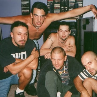 Migwell, Angst, Ded Ed, and Bezl backstage after a Buffalo show during the 30-in-31-days East Coast tour