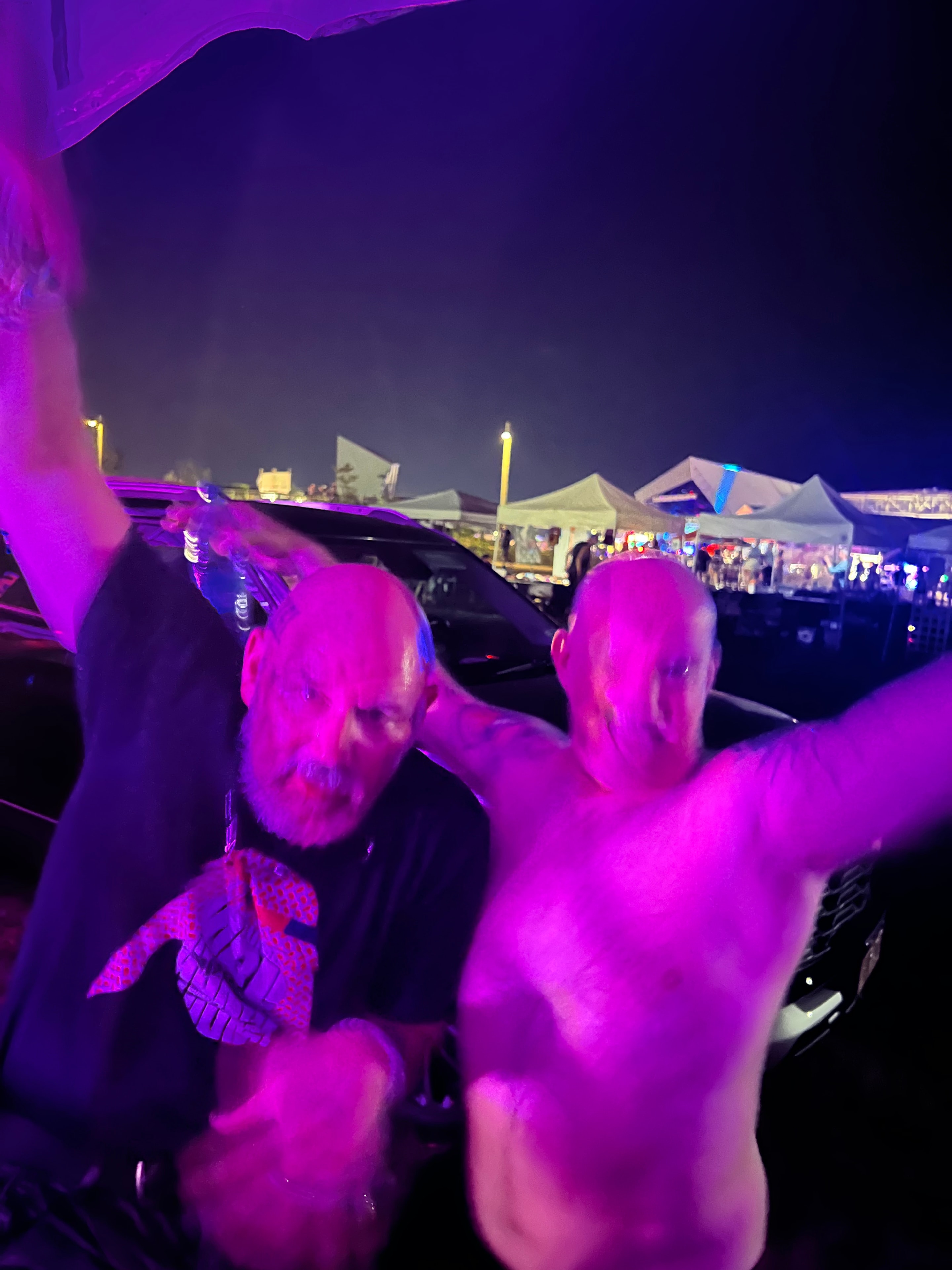 Angst and Bezl doing their best George the Animal Steele impression at the Pimp Slap the Atmosphere reunion show in Buffalo, NY, Music Is Art 9/21/2024