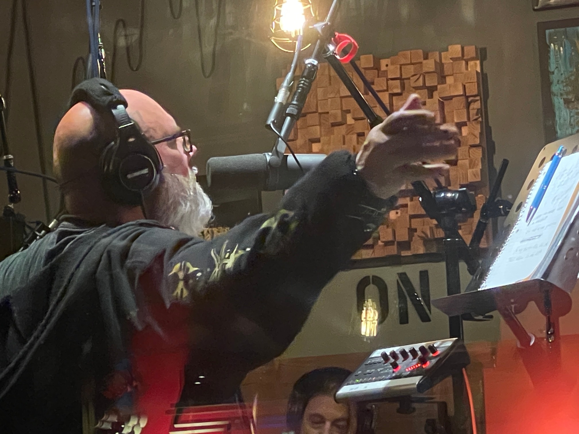 Angst recording vocals at Shine On Studios in Oakland, California