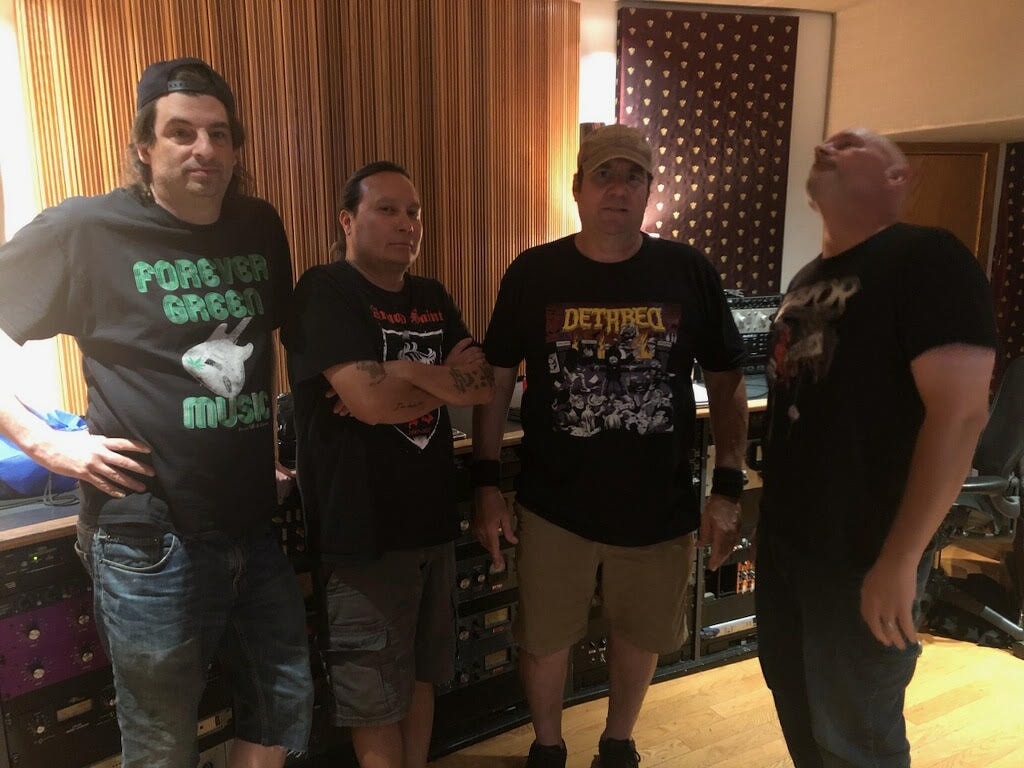 716 day 2023 in the GCR Studios control room — left to right: Cyco Joe, Ace, Johnny Panic, and Angst